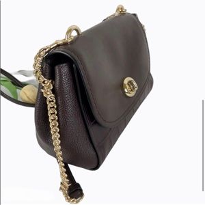 Coach Brown Leather Crocodile Embossed Crossbody Bag